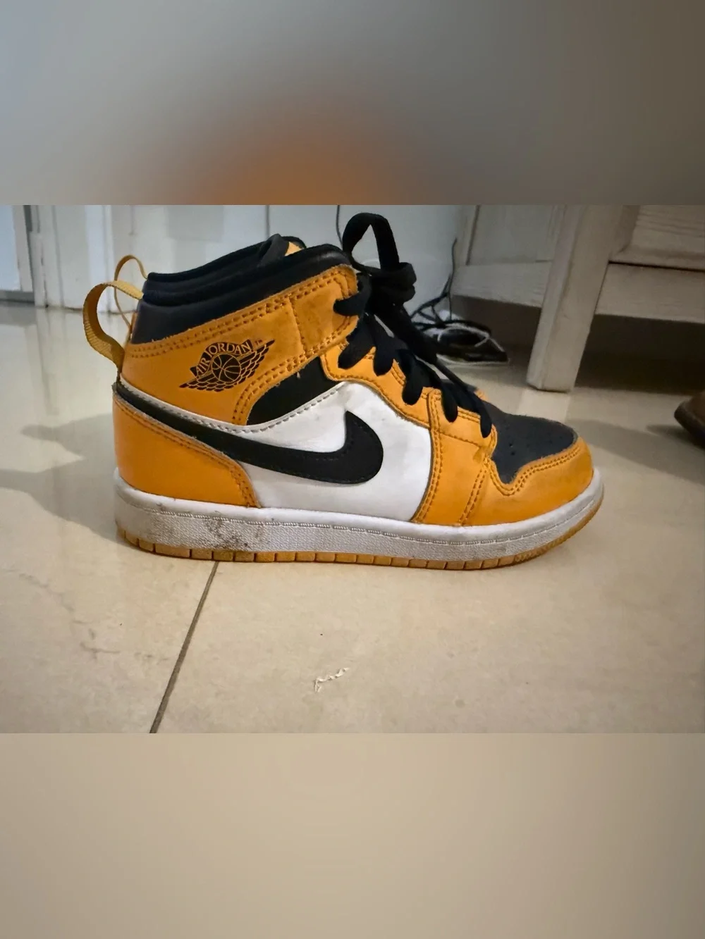 Nike Jordan Kids' High-Top Sneakers in Yellow, Black & White